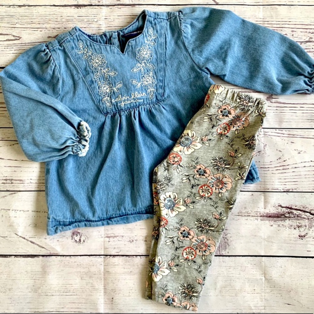 Calvin Klein Chambray Top & Leggings 12 Months